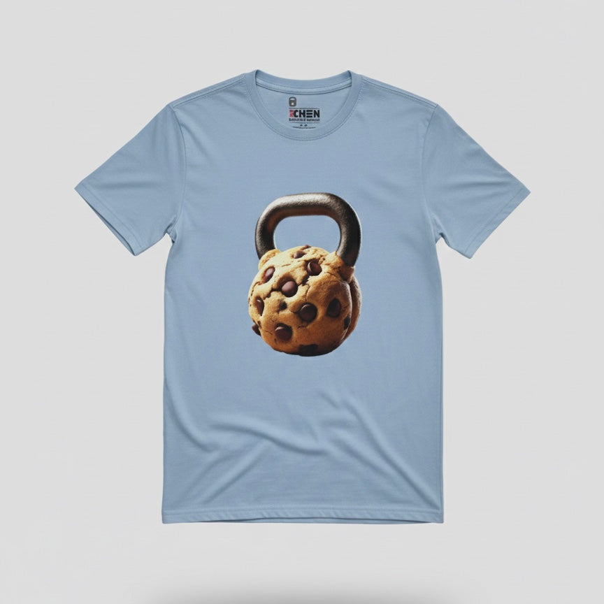Camiseta Cookiebell azul claro hombre manga corta CrossFit - Camiseta deportiva fitness con diseño exclusivo Cookiebell