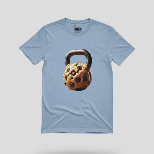 Camiseta Cookiebell azul claro hombre manga corta CrossFit - Camiseta deportiva fitness con diseño exclusivo Cookiebell