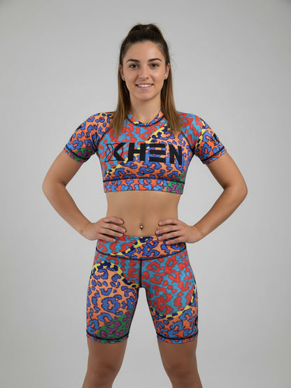 Crop Top Wildcore Tirante Ancho para Mujer - Top Deportivo Animal Print Neón Crosstraining | XHEN