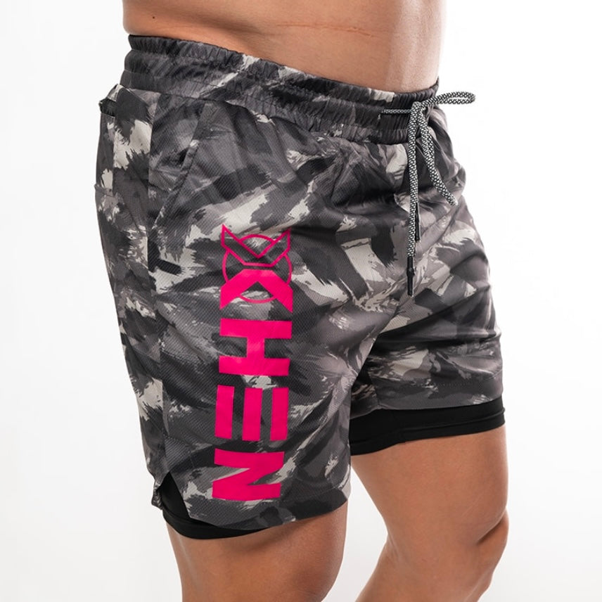 Pantalon corto deporte XHEN camuflaje urbano y rosa