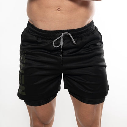 Pantalon corto deporte XHEN negro y verde militar frente